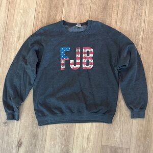 Gildan Charcoal Crewneck Sweatshirt with Red, White & Blue FJB Graphic
